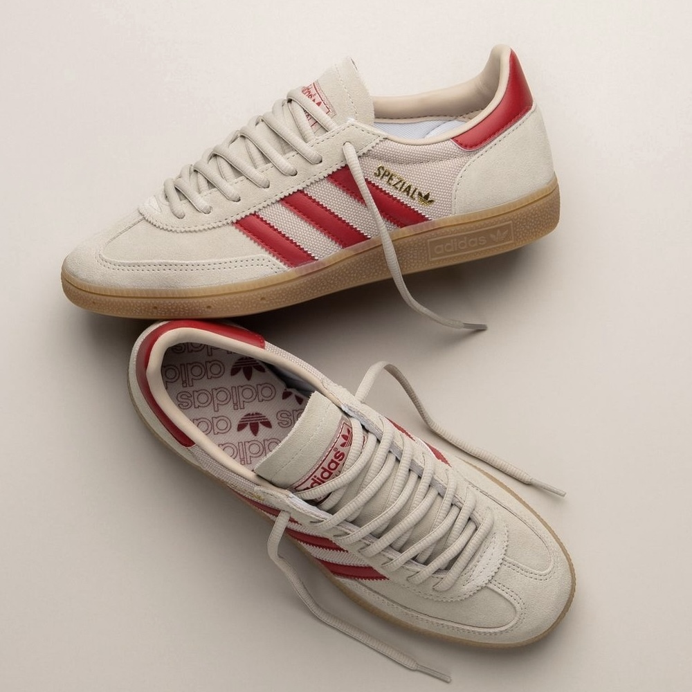 ADIDAS HANDBALL SPEZIAL 米白紅 紅線 麂皮 編織 焦糖底 IF9529
