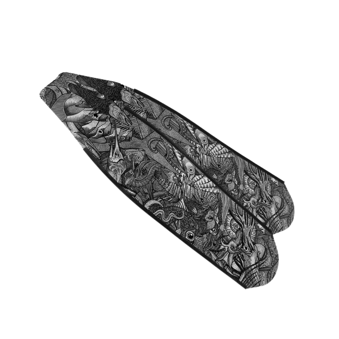 ▲DiveR 全碳纖維長蛙板-礁石之生(黑白)