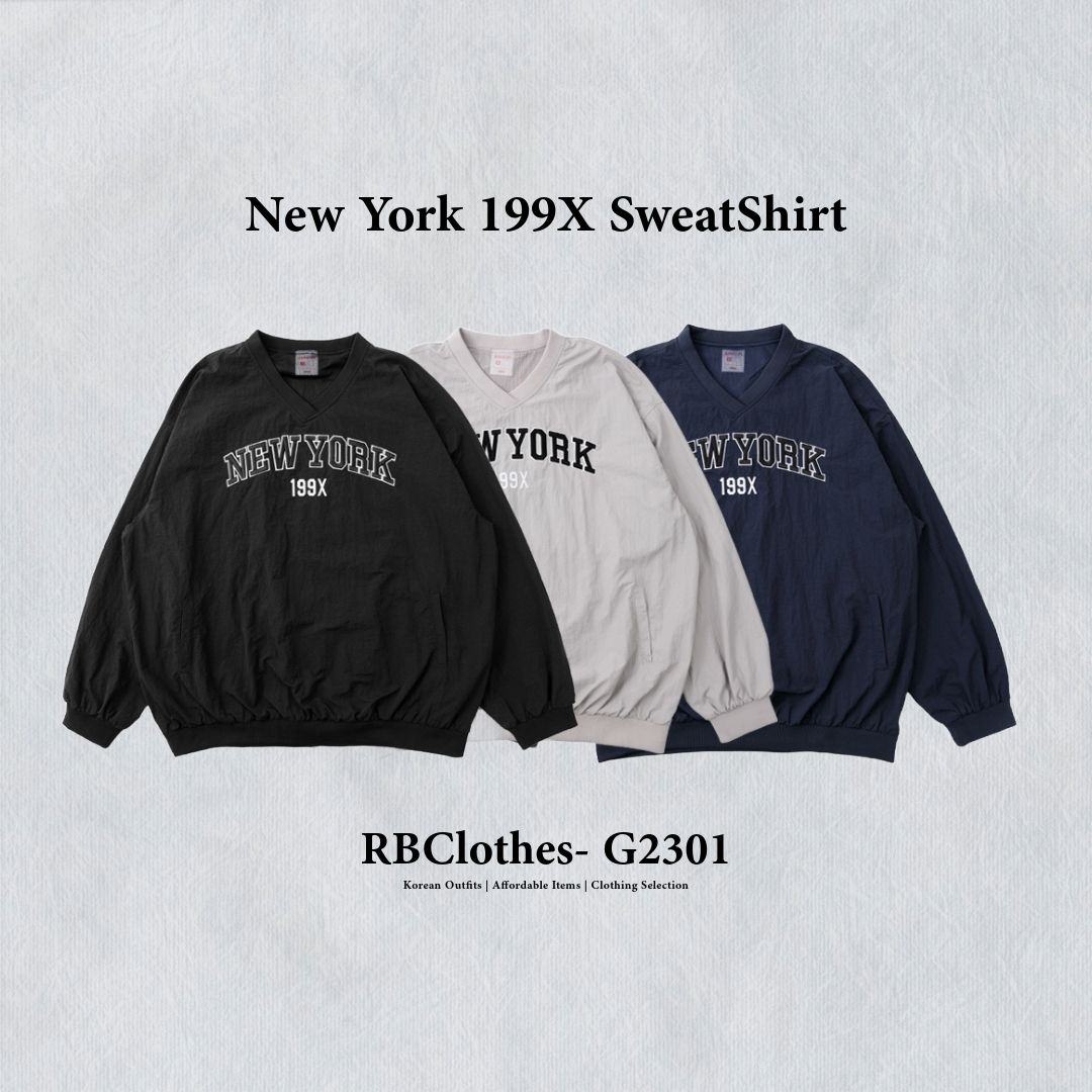 『RB』New York V領 滑面大學T