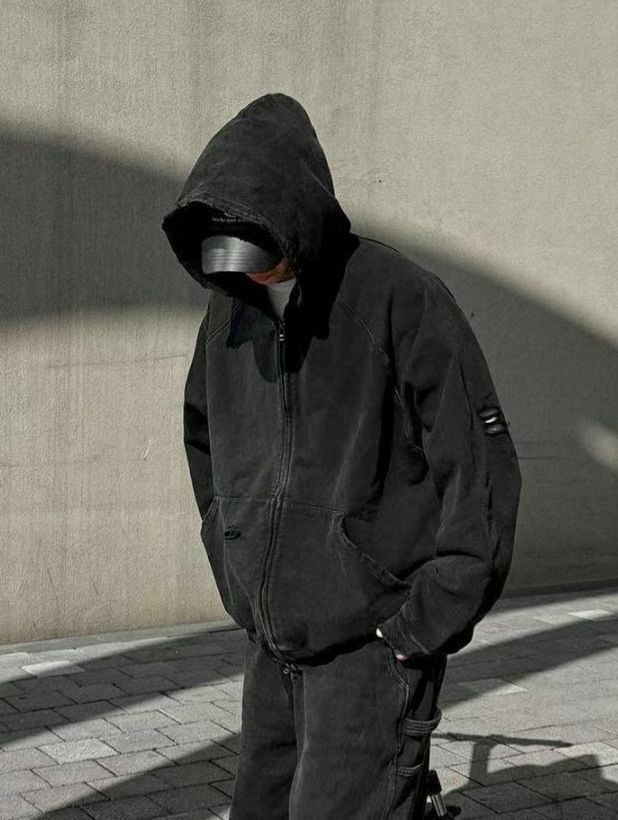 洗水破洞連帽拉鍊外套 taptaptap-066JK