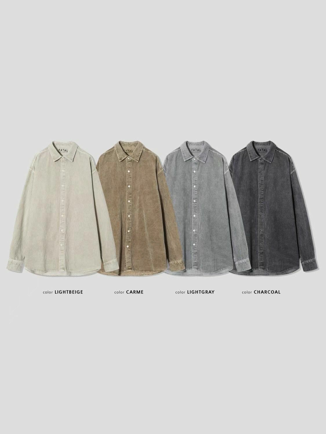 淨色燈心絨長袖恤衫 FATAL-024S