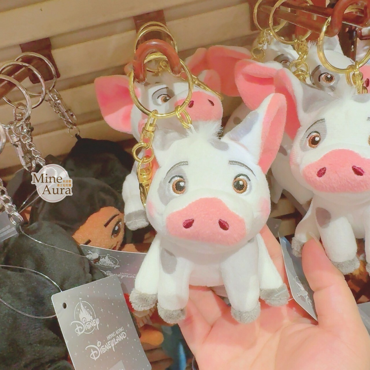 噗噗豬 Pua 坐姿 絨毛 吊飾 鑰匙圈 海洋奇緣 Moana -香港迪士尼樂園