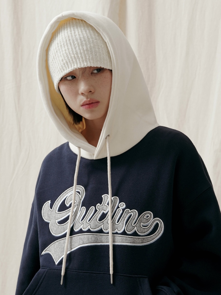 <預購> 韓國JEMUT Outline 超立體電繡刷毛帽T