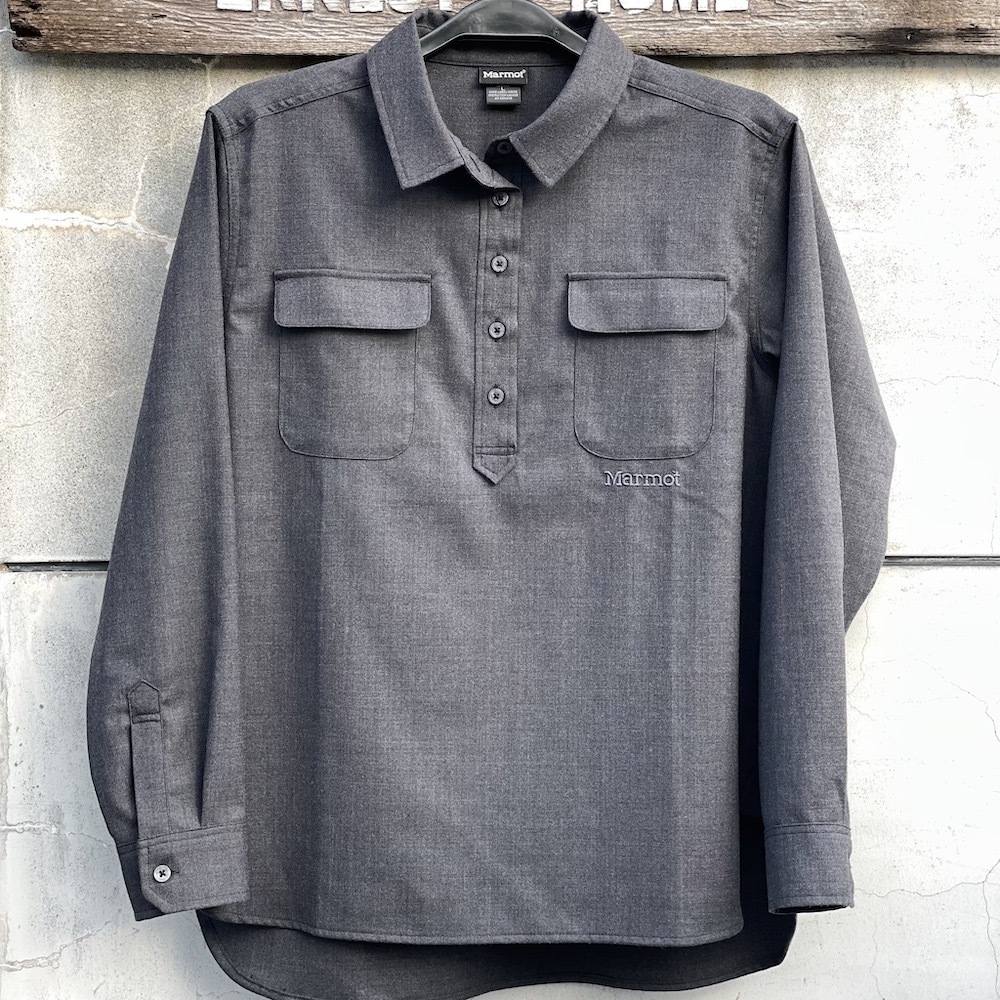 Marmot Women's Petal Pullover Shirts 女款半開襟美麗諾羊毛長袖襯衫 TSAWS057-J037 麻花炭灰 [HappyOutdoor]