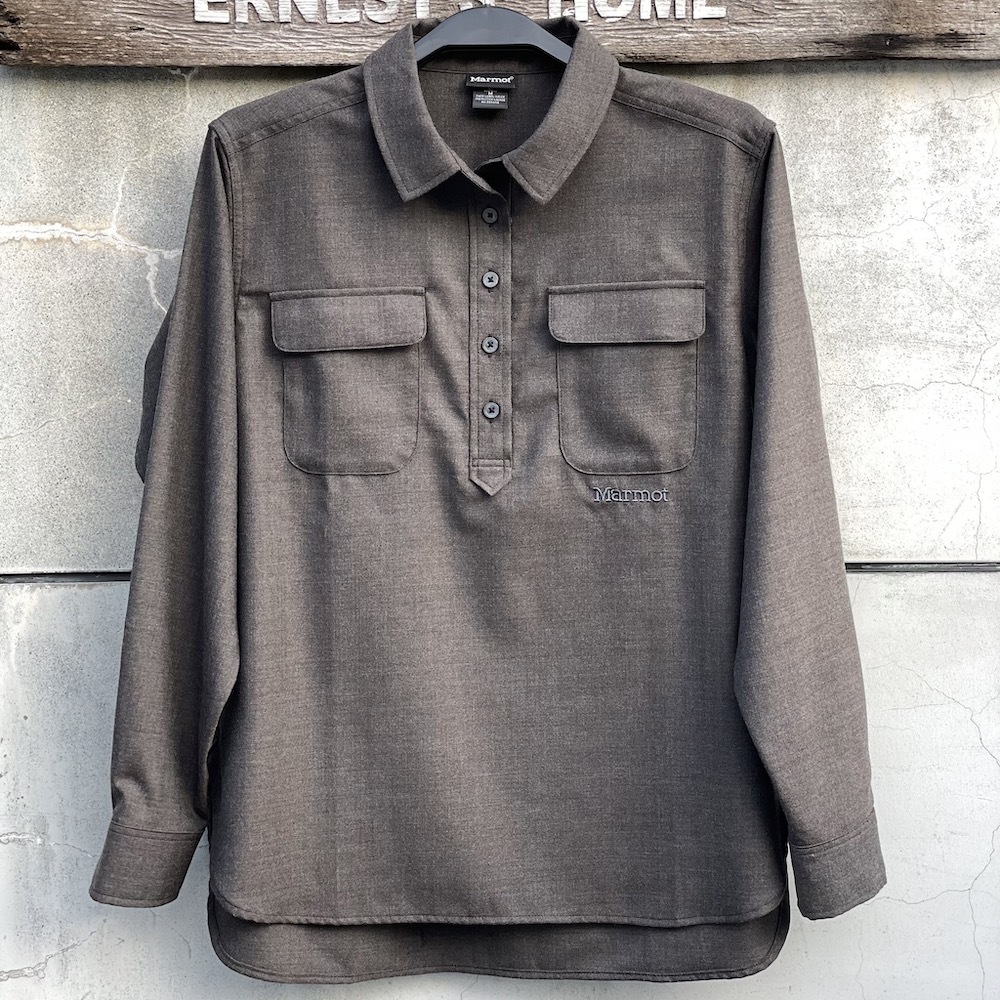 Marmot Women's Petal Pullover Shirts 女款半開襟美麗諾羊毛長袖襯衫 TSAWS057-J036 麻花棕 [HappyOutdoor]