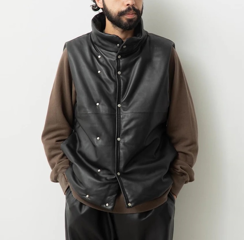 NONNATIVE 2024 A/W HIKER PUFF VEST SHEEP LEATHER - BLACK PRE ORDER ITEM (預訂中)