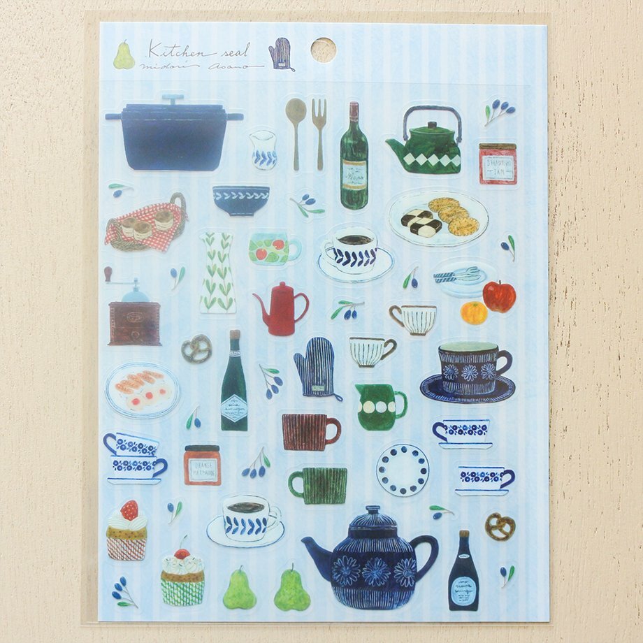 日本 表現社 插畫家 Midori Asano淺野綠 透明貼紙 - 廚房的小配件