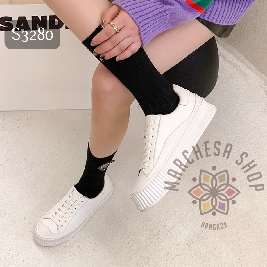 S3280 - 全真皮牛皮厚底休閒鞋