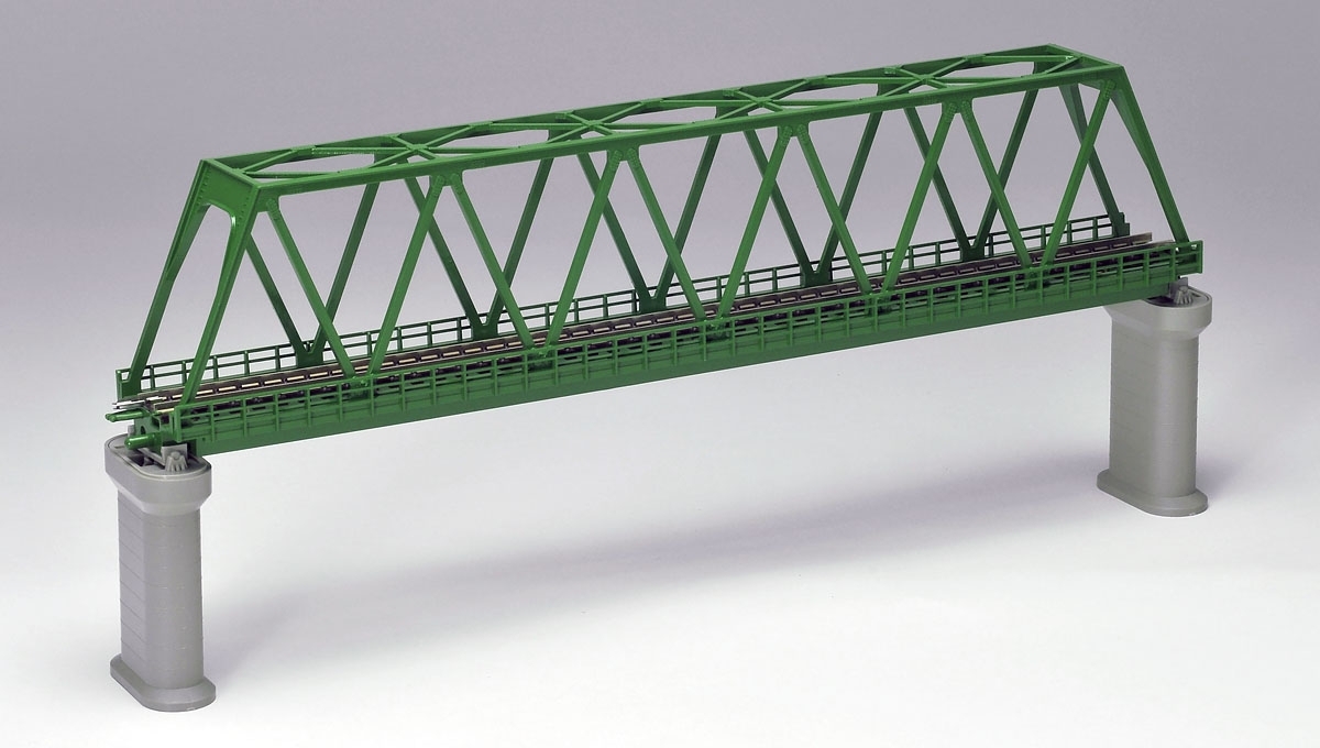 Tomix 3033 N Scale  Single-track Truss Bridge (F) (Dark Green) with 2 PC Bridge Piers Included
