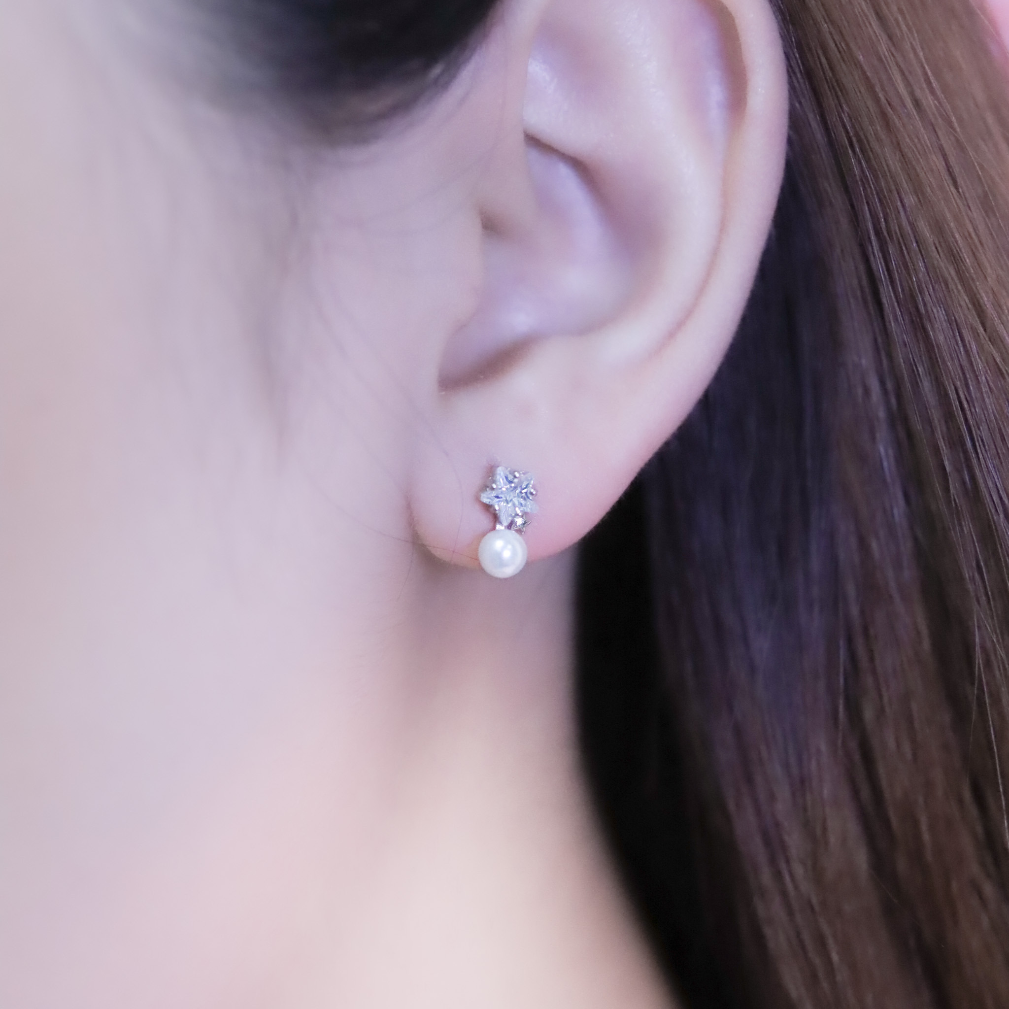 | 925純銀・白金・ 玫瑰金・珍珠 | 珍貴如星耳環 (銀/玫瑰金) | EA0861 |