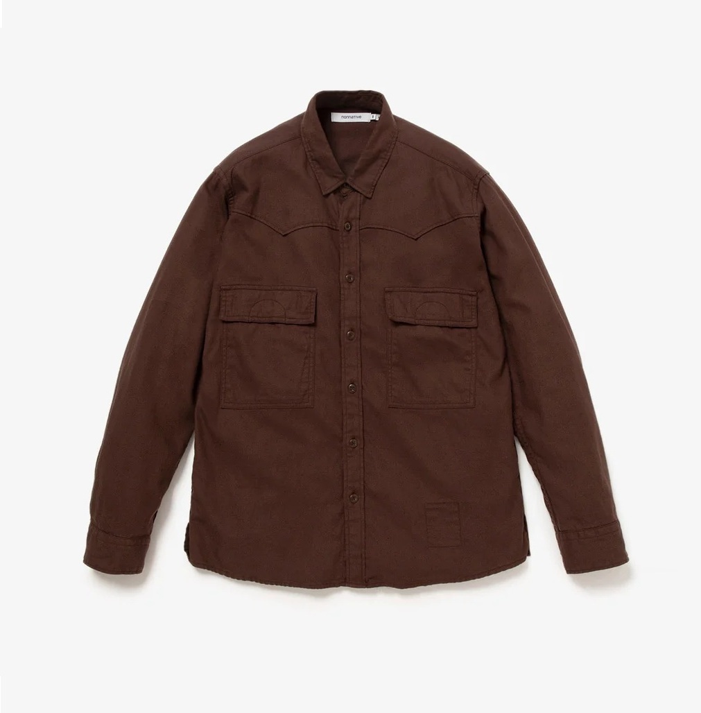 NONNATIVE 2024 A/W EXPLORER SHIRT COTTON SILK NEP TWILL - BROWN PRE ORDER ITEM (預訂中)