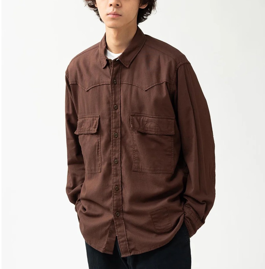 NONNATIVE 2024 A/W EXPLORER SHIRT COTTON SILK NEP TWILL - BROWN PRE ORDER ITEM (預訂中)