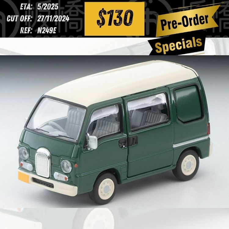 PO-$130 * Tomytec * 1:64 LV-N249e SUBARU SAMBAR DIAS Classic 1996 Green/Cream [OD17/11]