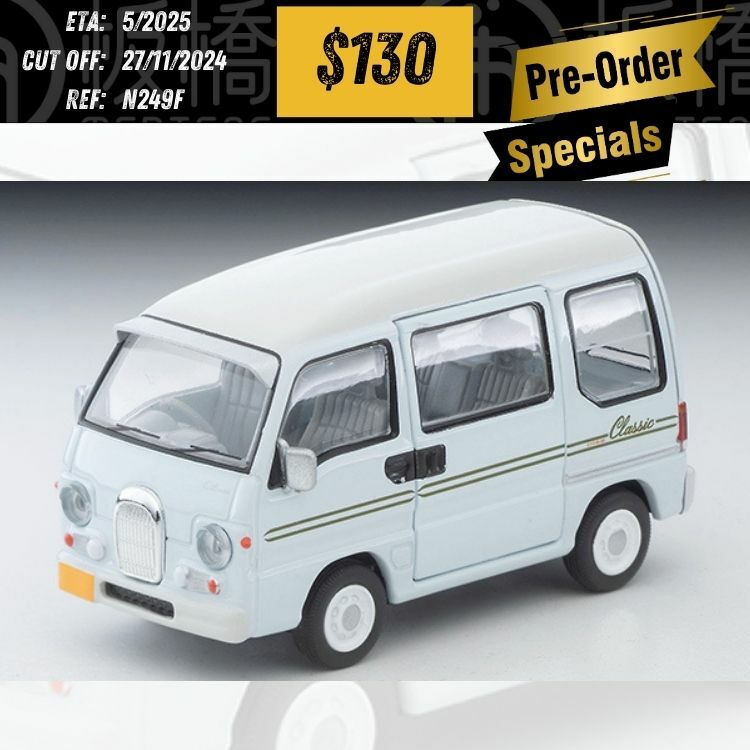 PO-$130 * Tomytec * 1:64 LV-N249f SUBARU SAMBAR DIAS Classic 40th Anni. 98 LIT BL/WT [OD17/11]