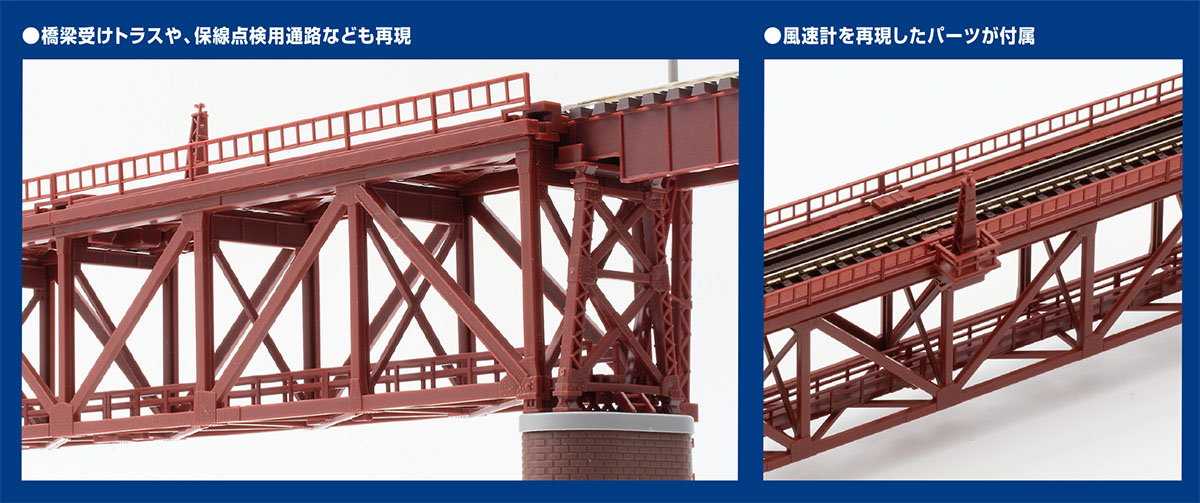Tomix 3266 N Scale Overhead Single-track Truss Bridge S280(F) (Red) with 2 Brick Bridge Piers Included