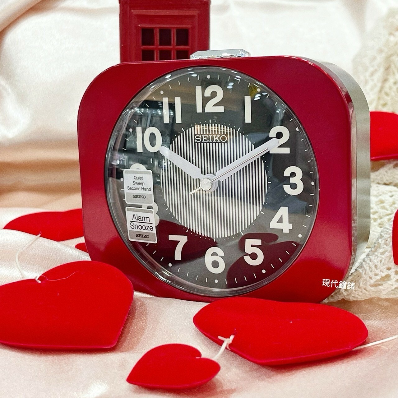 【SEIKO 精工】日本精工嗶嗶聲靜音貪睡鬧鐘 QHE206R 9.9X11.3cm 現代鐘錶
