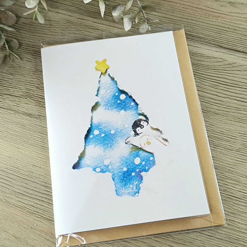 Mcat大薯貓．聖誕樹 插畫大卡片