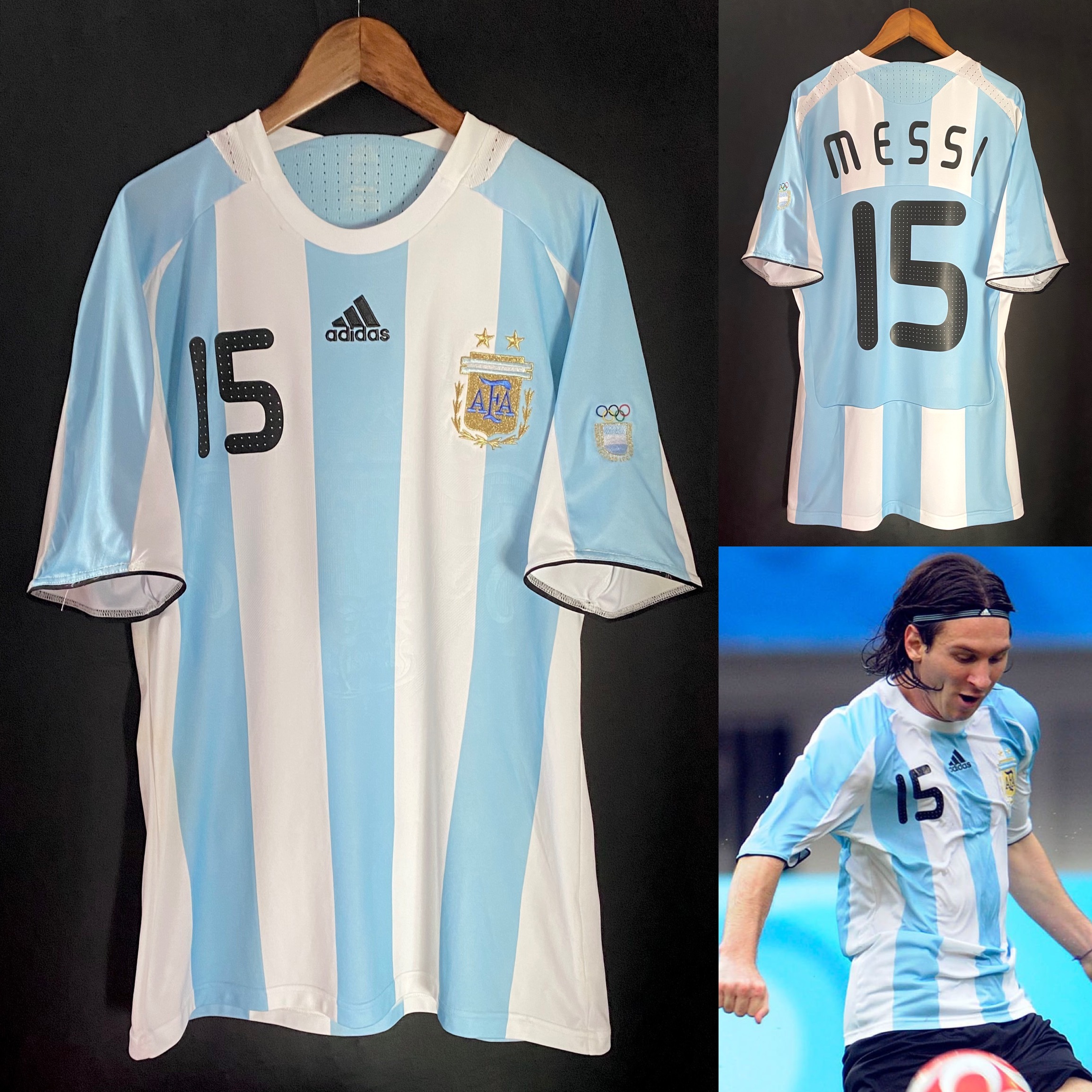 Argentina 2008 Beijing Olympic Adidas Home Shirt #15 MESSI
