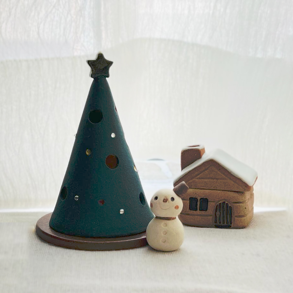 明山窯 手作聖誕樹 LED 燈｜信樂燒