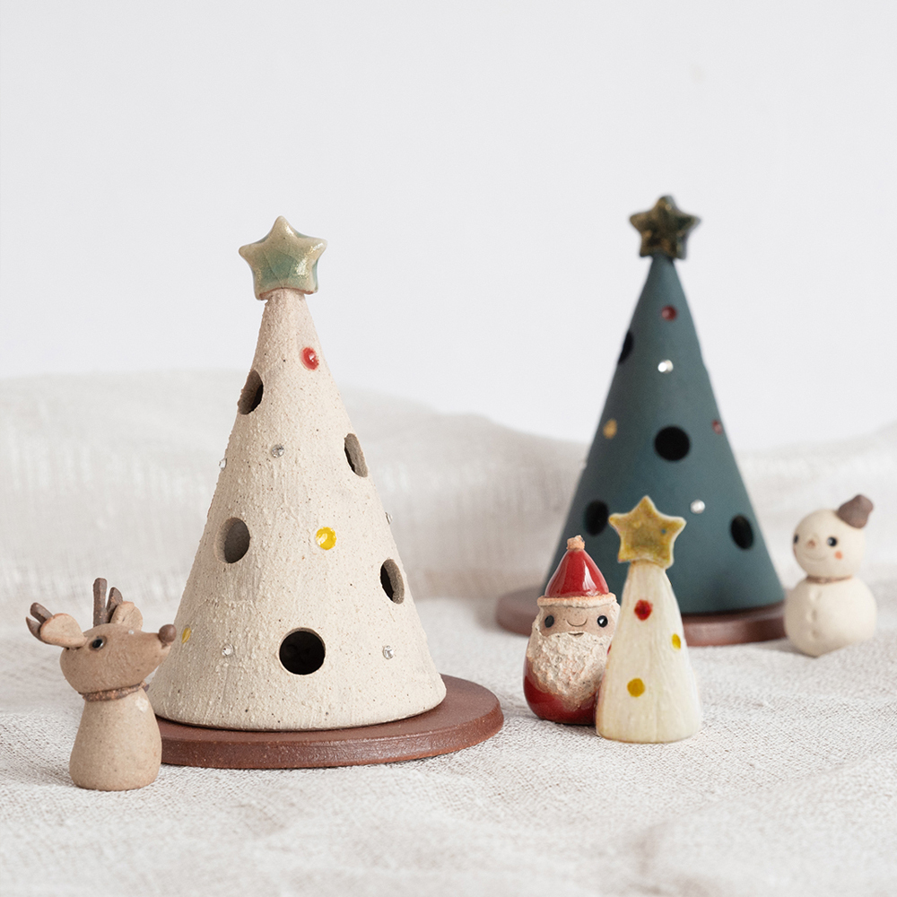 明山窯 手作聖誕樹 LED 燈｜信樂燒