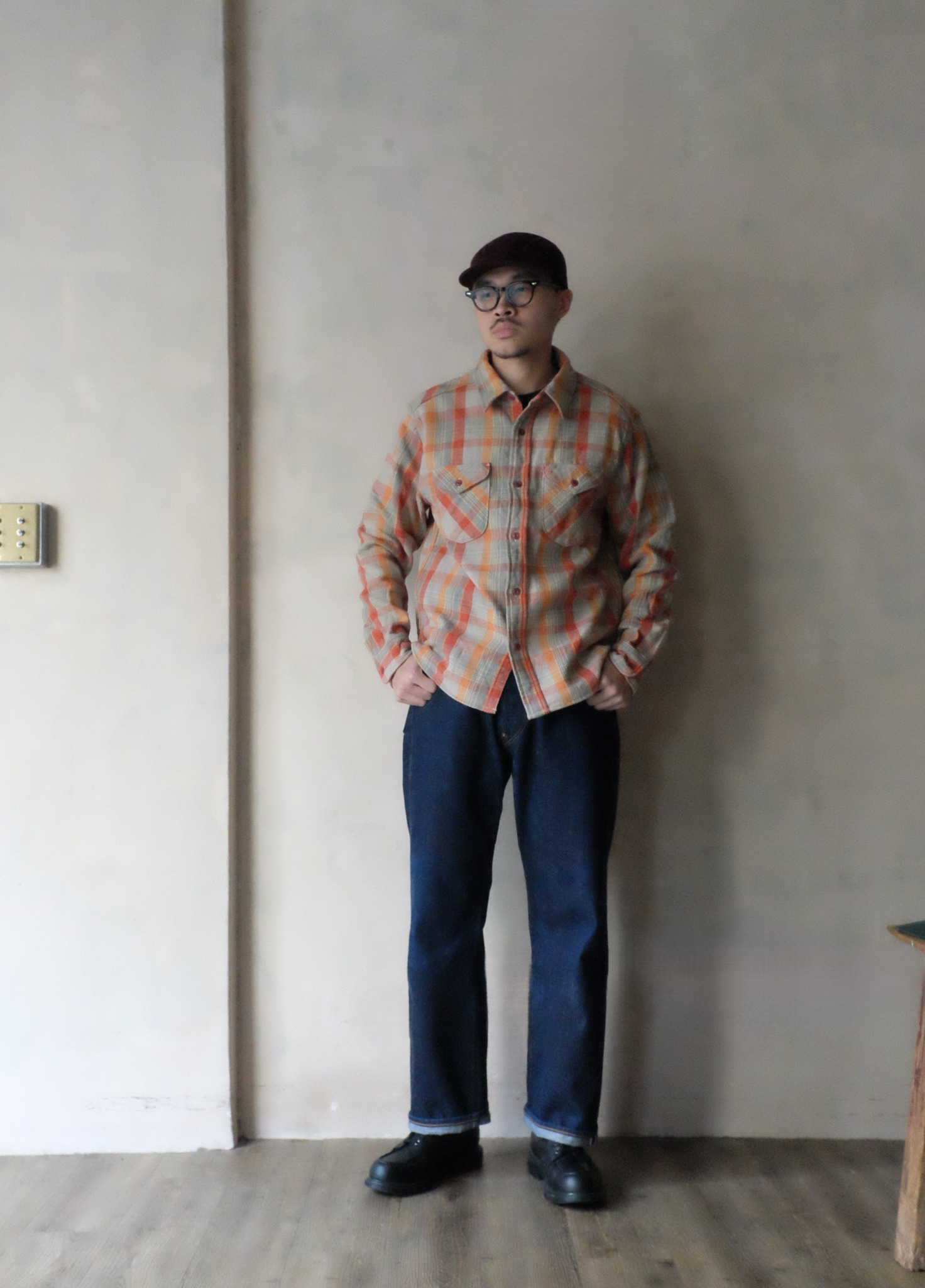 UES HEAVY FLANNEL SHIRT / ORANGE