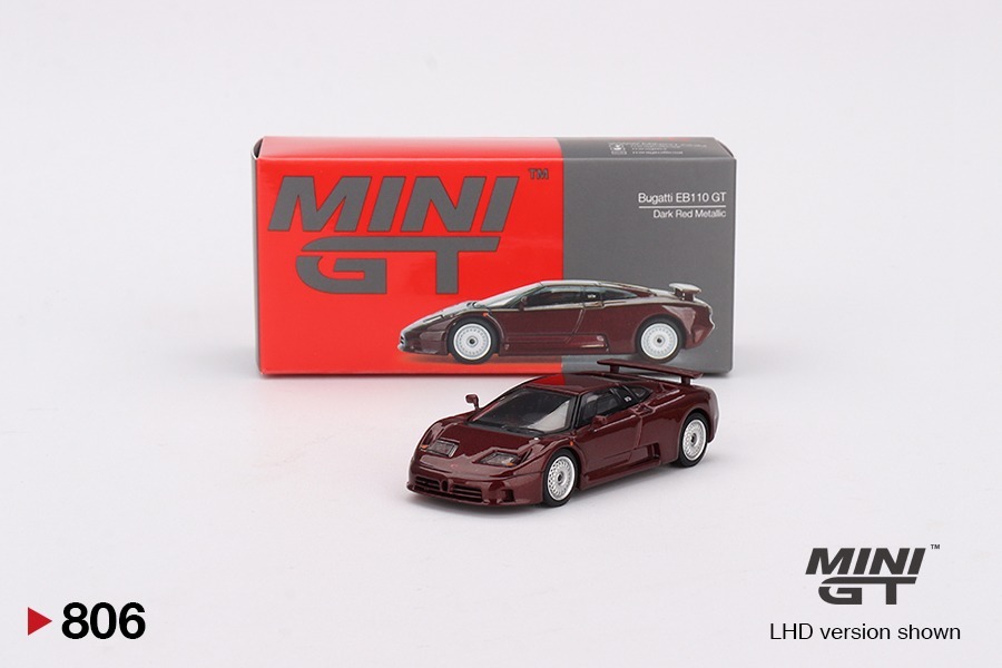 Mini GT 1/64 Bugatti 布加迪 EB110 GT Dark Red Metallic