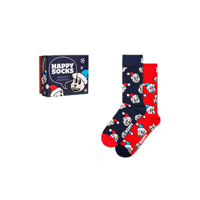 Happy Socks - 成人襪2件套 聖誕喵汪禮盒裝