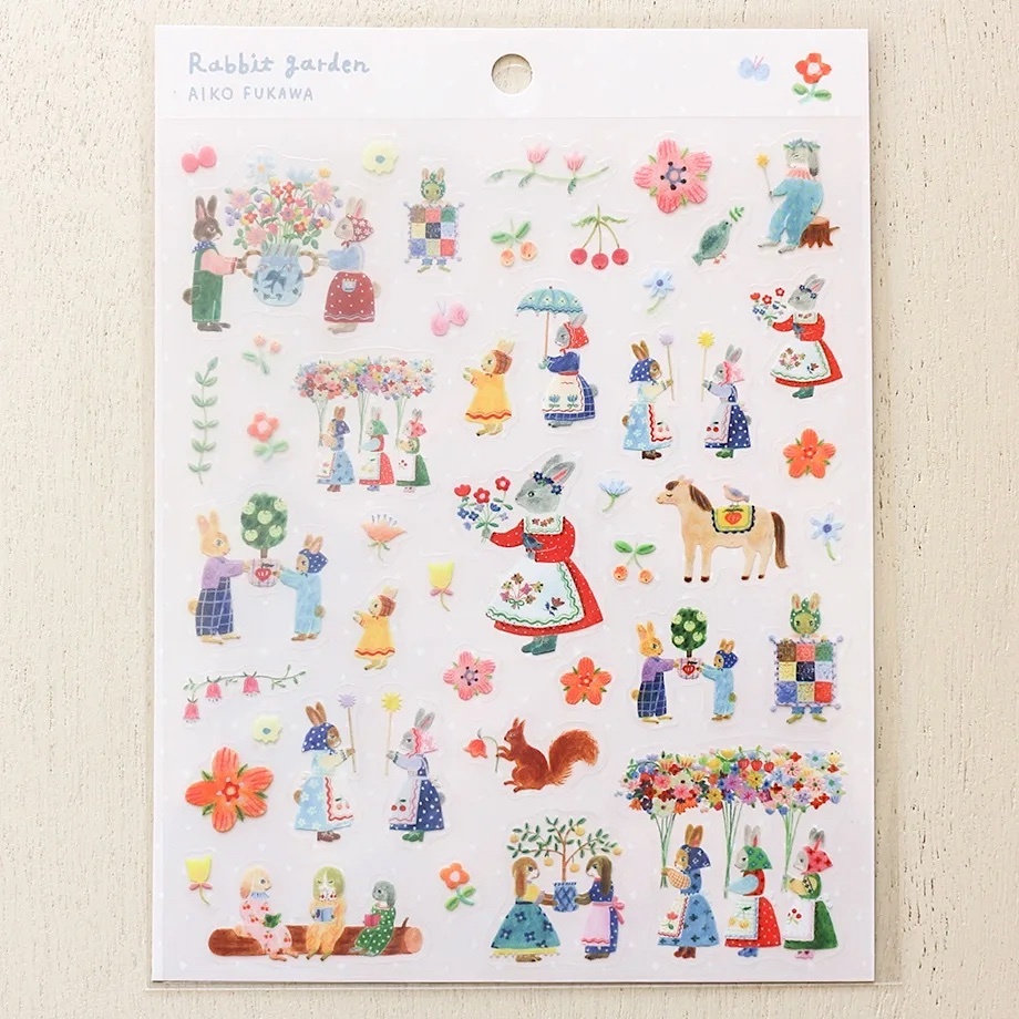 Hyogensha PET Clear Sticker－Aiko Fukawa Series | Rabbit garden (Japanese Stationery Brand)