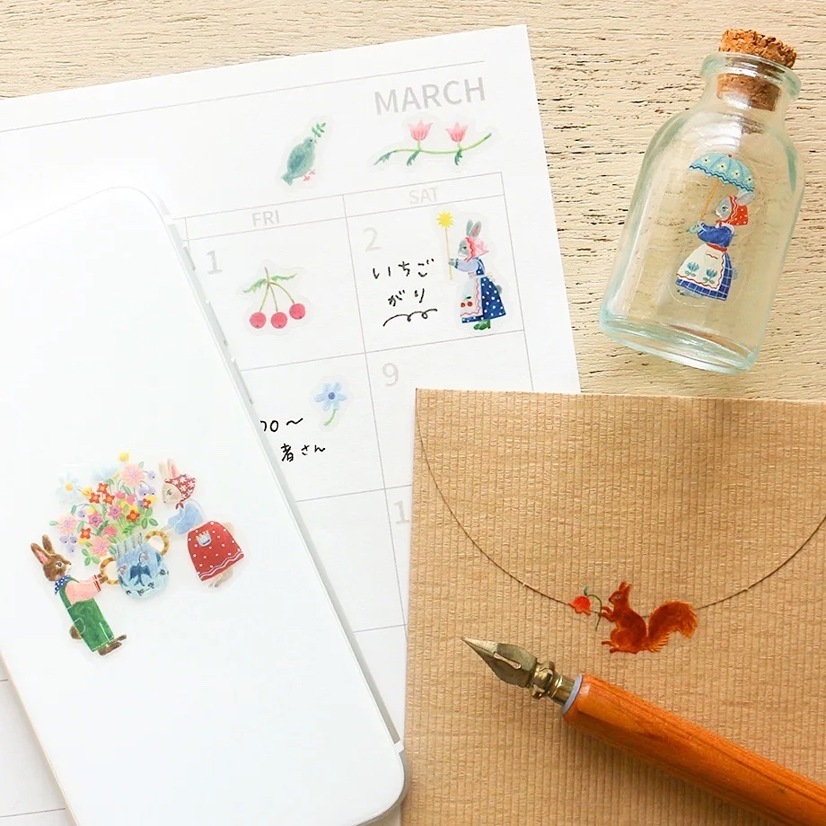 Hyogensha PET Clear Sticker－Aiko Fukawa Series | Rabbit garden (Japanese Stationery Brand)