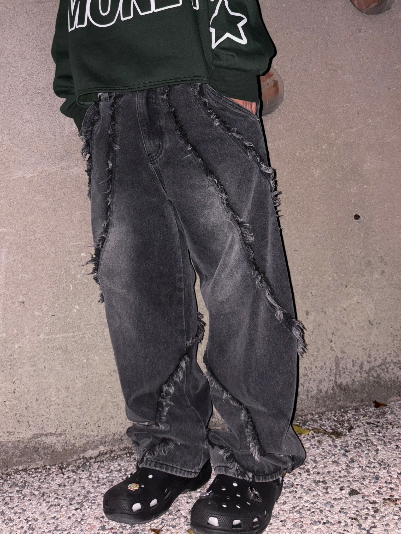 《B》GL鬚邊線型牛仔褲