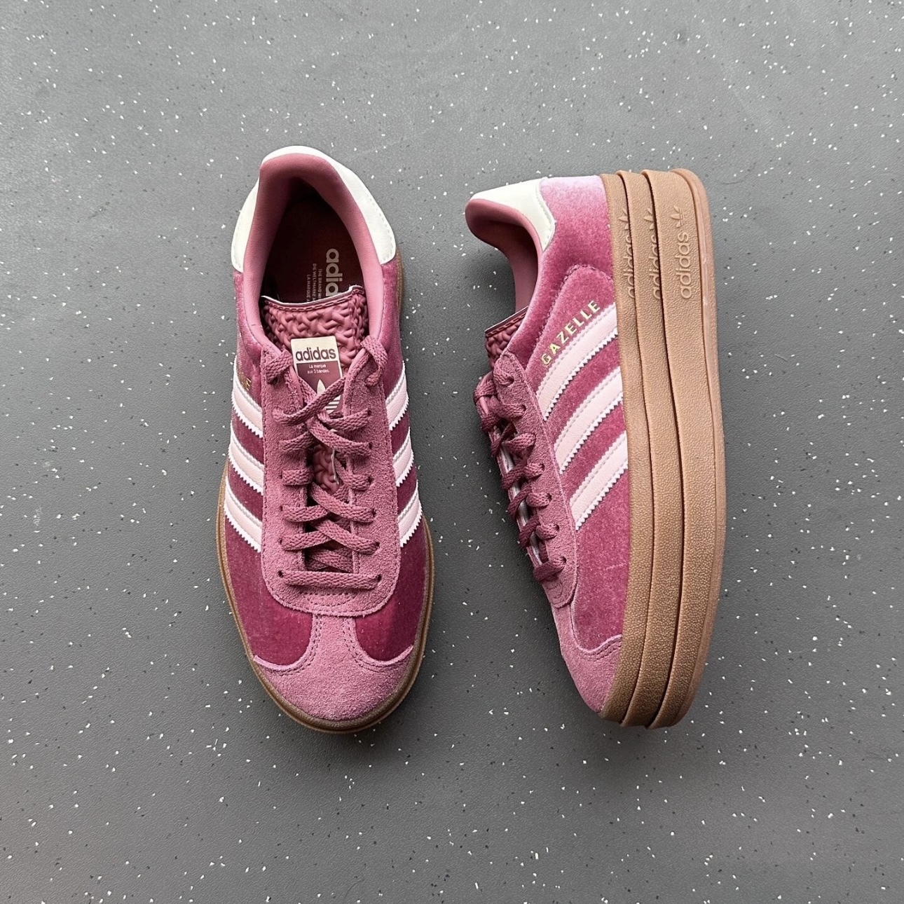 ADIDAS GAZELLE BOLD 漸變絲絨粉 天鵝絨 厚底增高 草莓熊 女鞋 IG4389