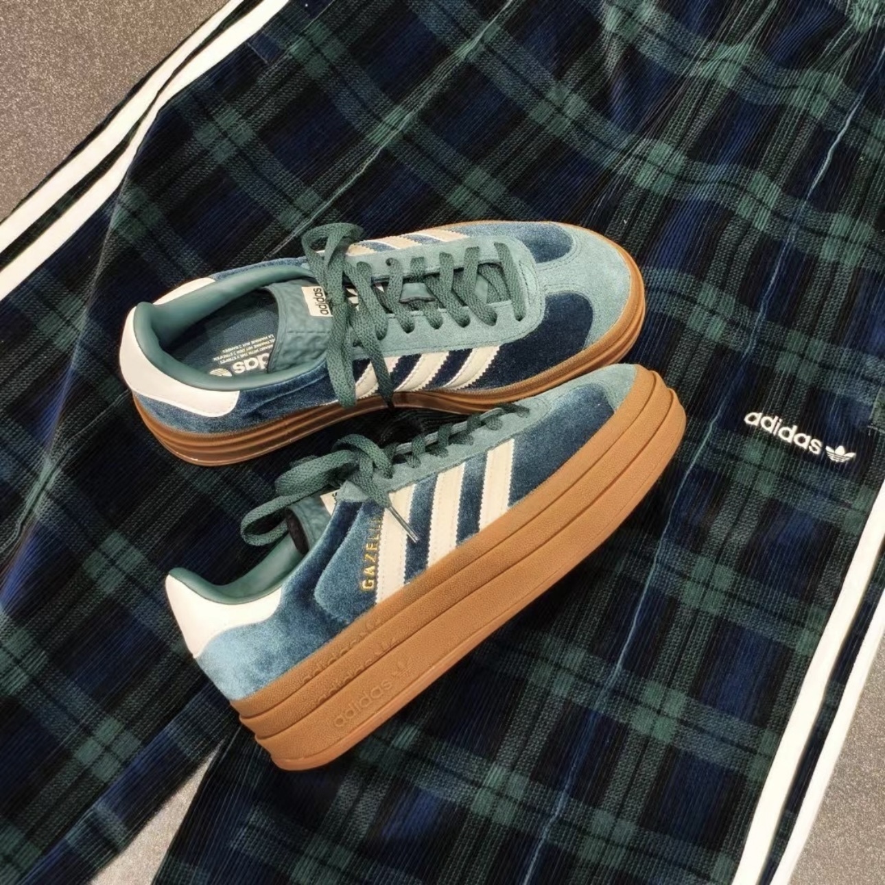 ADIDAS GAZELLE BOLD 天鵝絨綠 聖誕綠 厚底增高 女鞋 IG4391