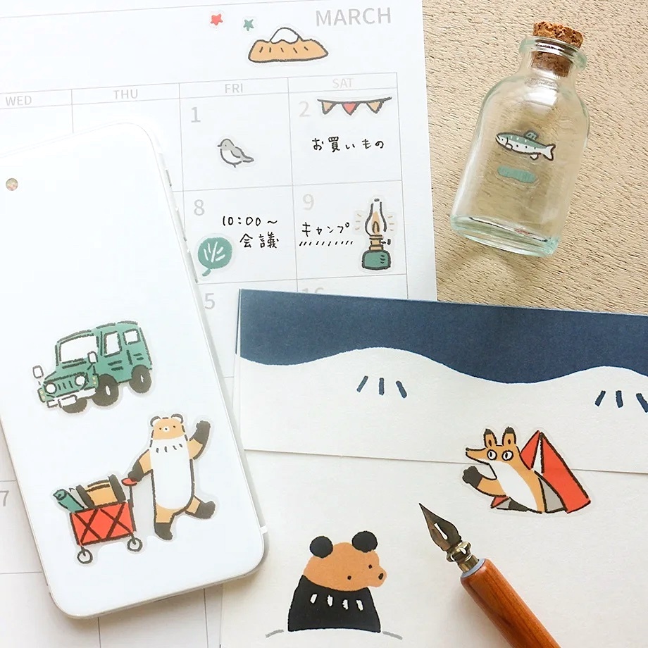Hyogensha PET Clear Sticker－Masao Takahata Series | Interesting Campsite (Japanese Stationery Brand)