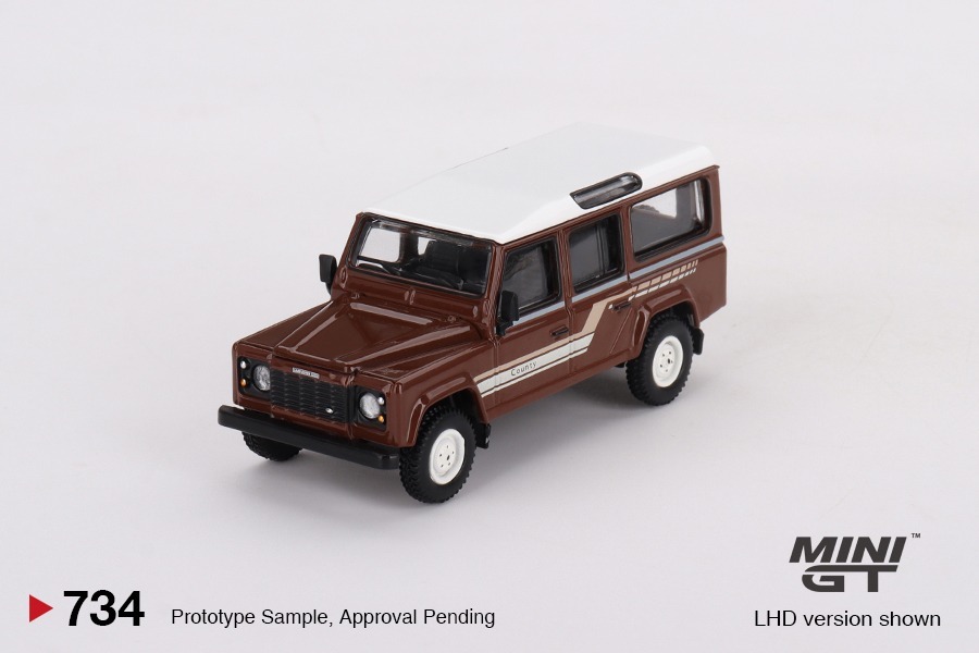 Mini GT 1/64 Land Rover越野路華 Defender 110 1985 County Station Wagon Russet Brown LHD