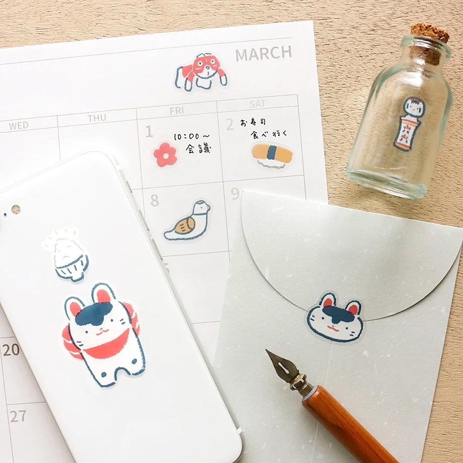 Hyogensha PET Clear Sticker－Masao Takahata Series | Doggie enjoying Festival (Japanese Stationery Brand)