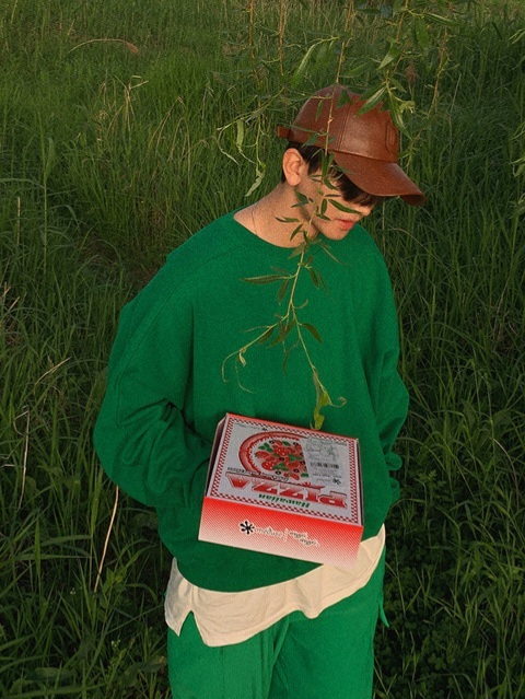 (韓國獨家特價)落肩拼接重磅大學T