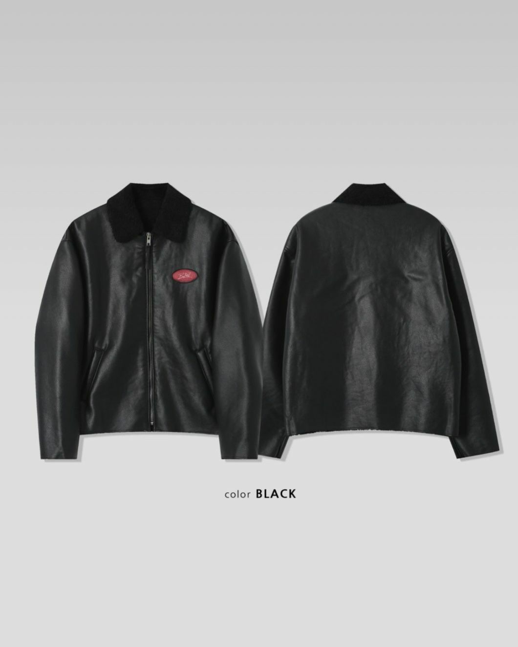 毛毛領拉鍊合成皮褸(薄抓毛底) TAC-0025JK