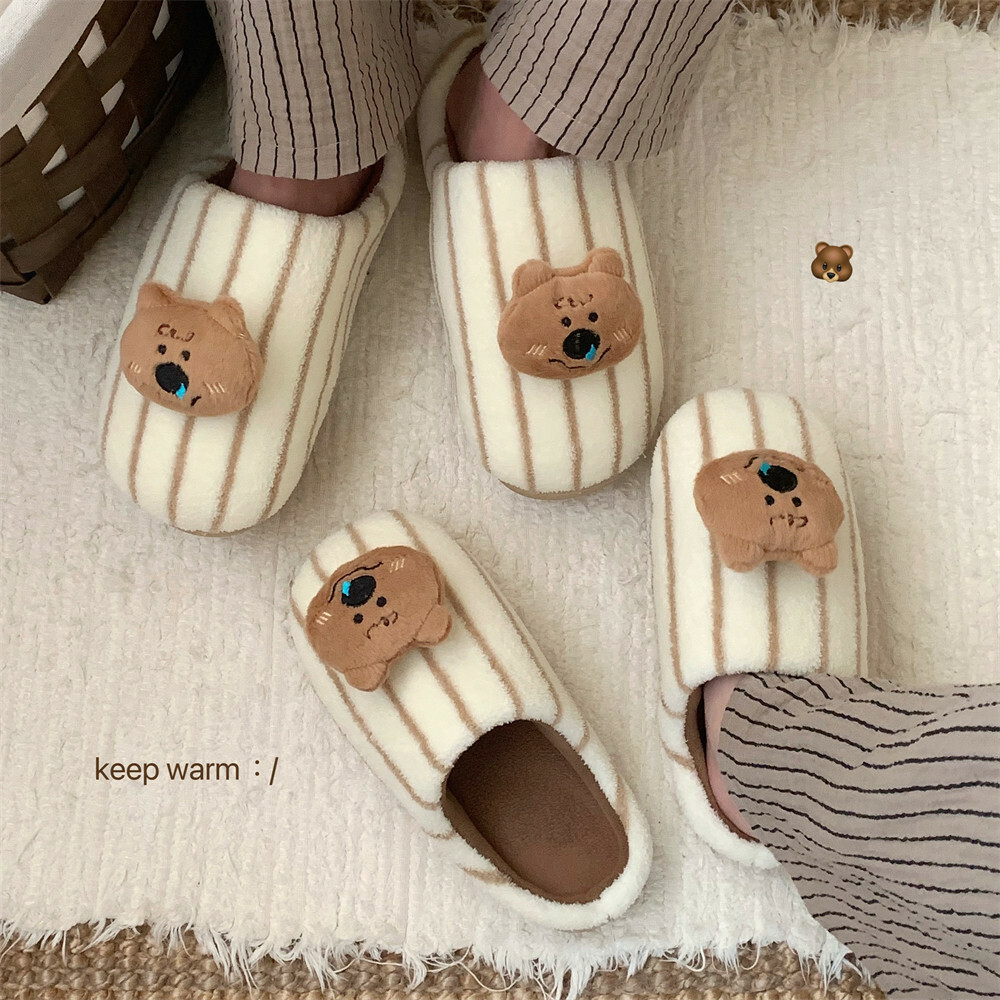 《5257》日系可愛ins小熊情侶棉拖鞋