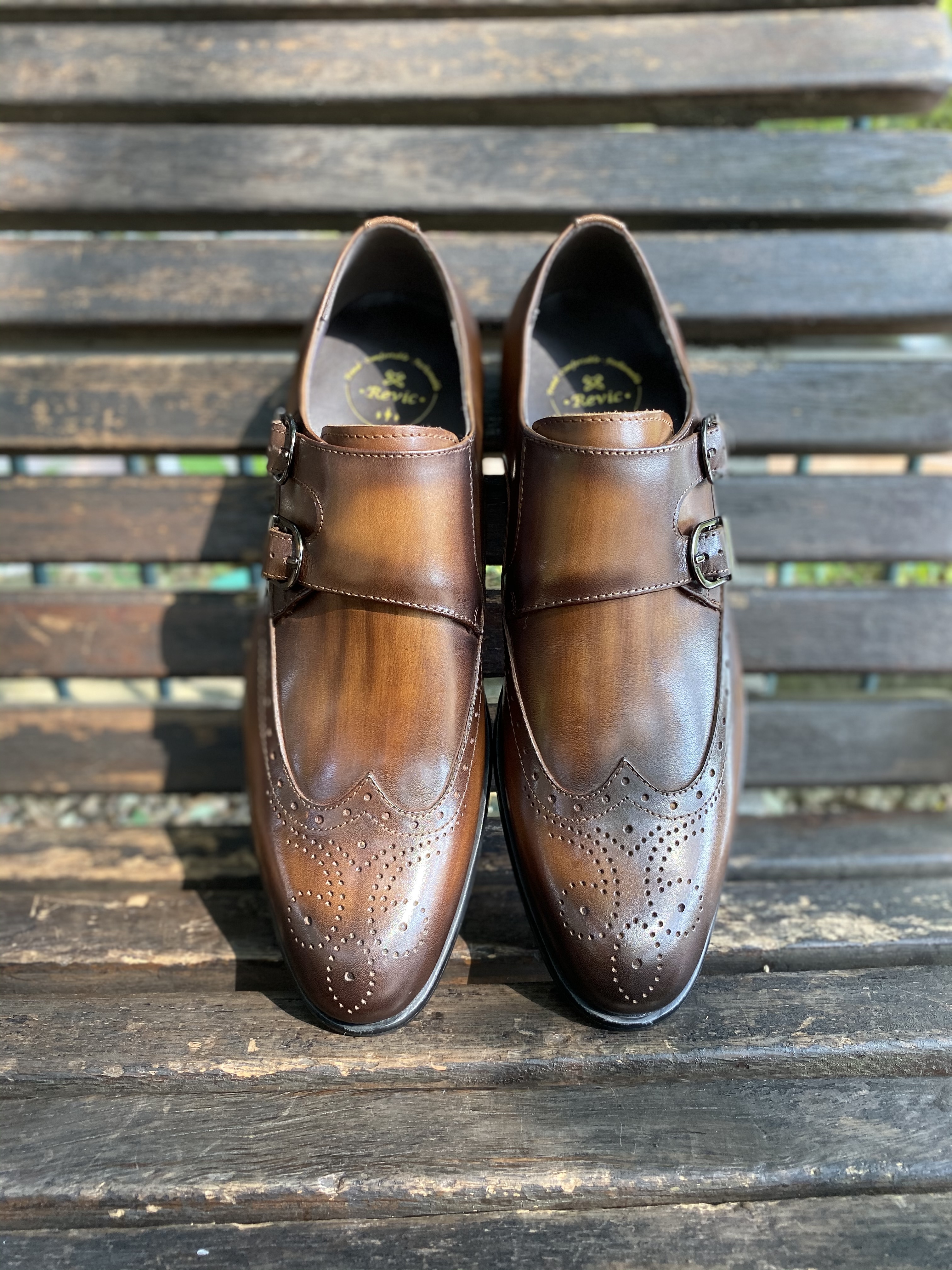 Double Monk Brown Wing Tip