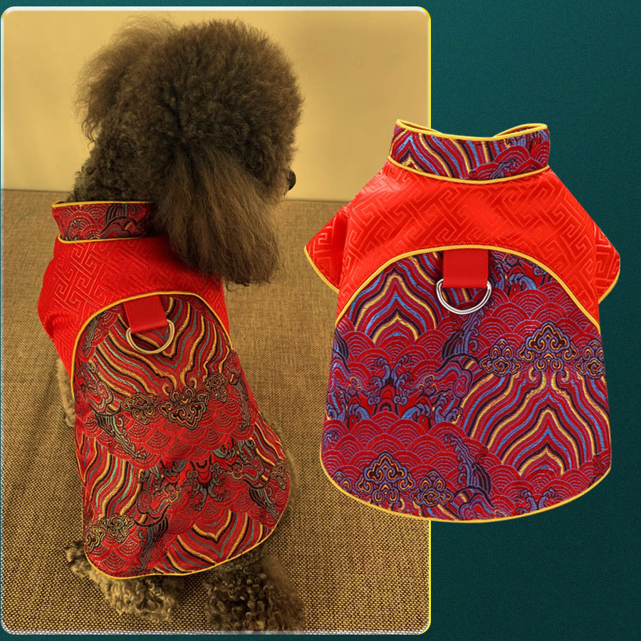 宠物衣服 宠物唐装 带扣 可牵引 薄款