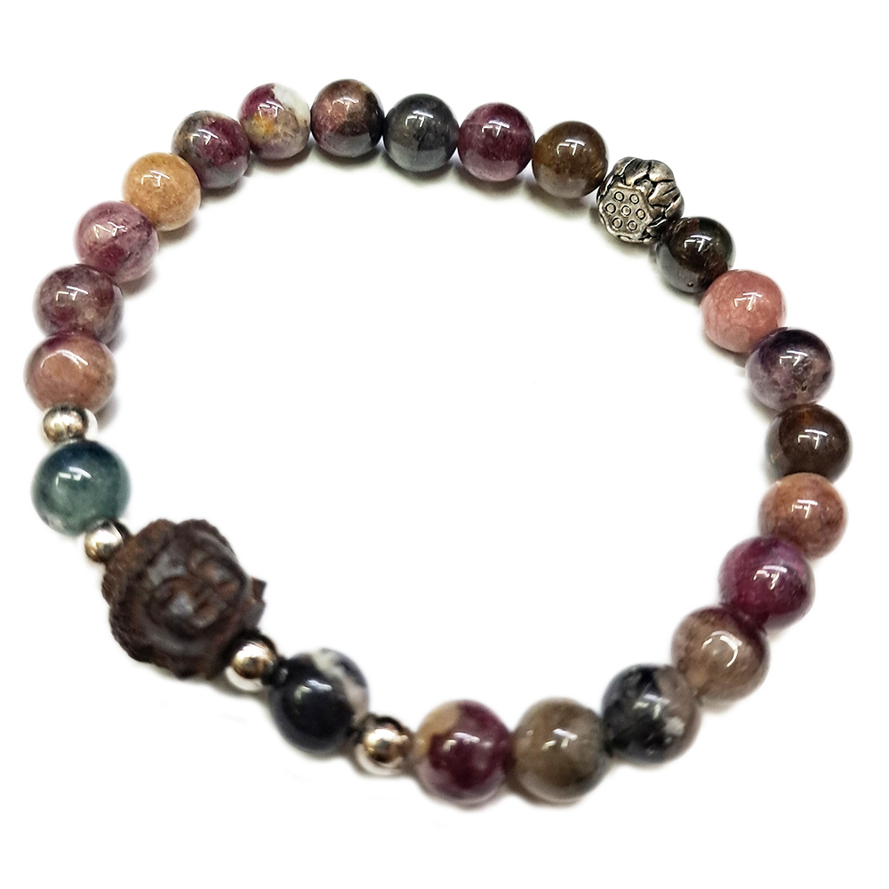 佛首{土沉木雕}+碧璽手珠6mm【十方】134784