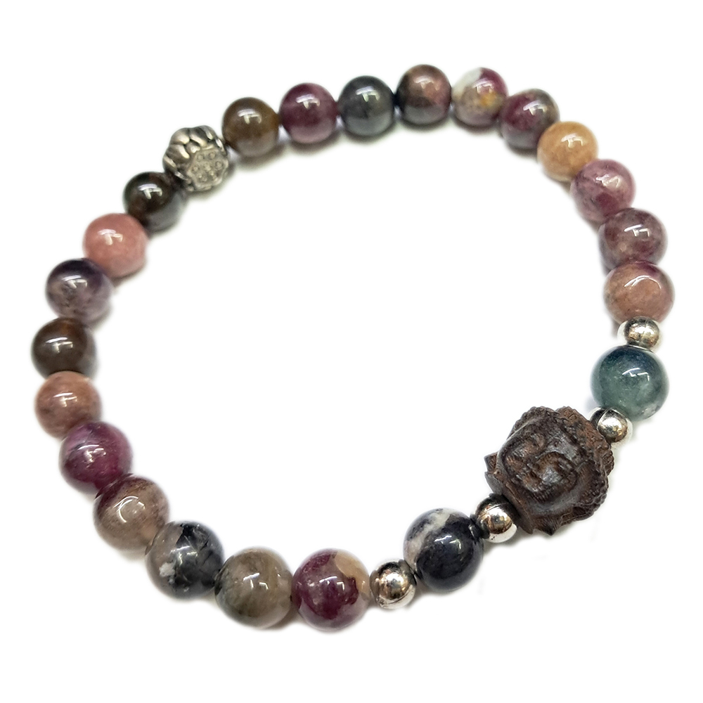 佛首{土沉木雕}+碧璽手珠6mm【十方】134784