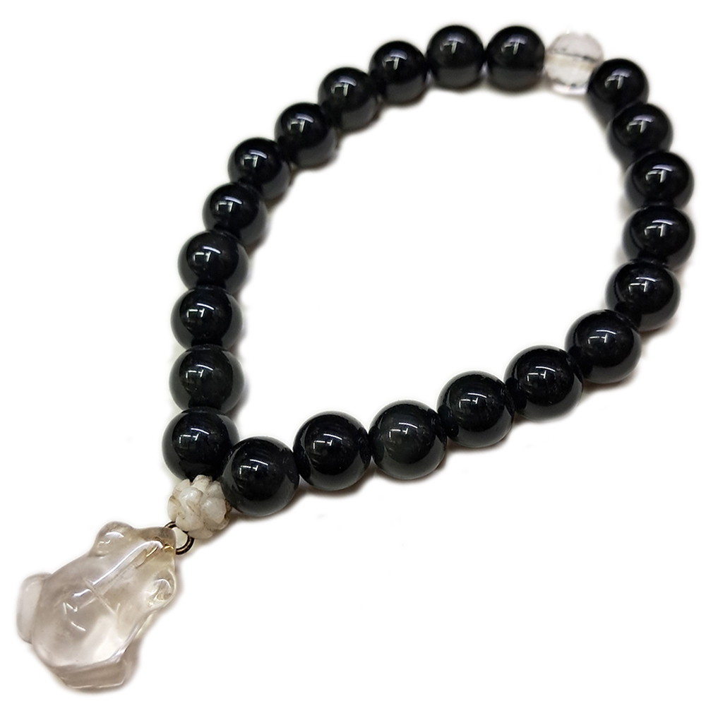 滿福蛙{水晶}黑曜岩手珠8mm【十方】133688