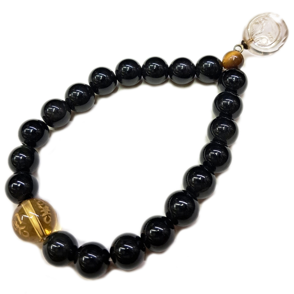 達摩{水晶}黑曜岩手珠8mm【十方】133686