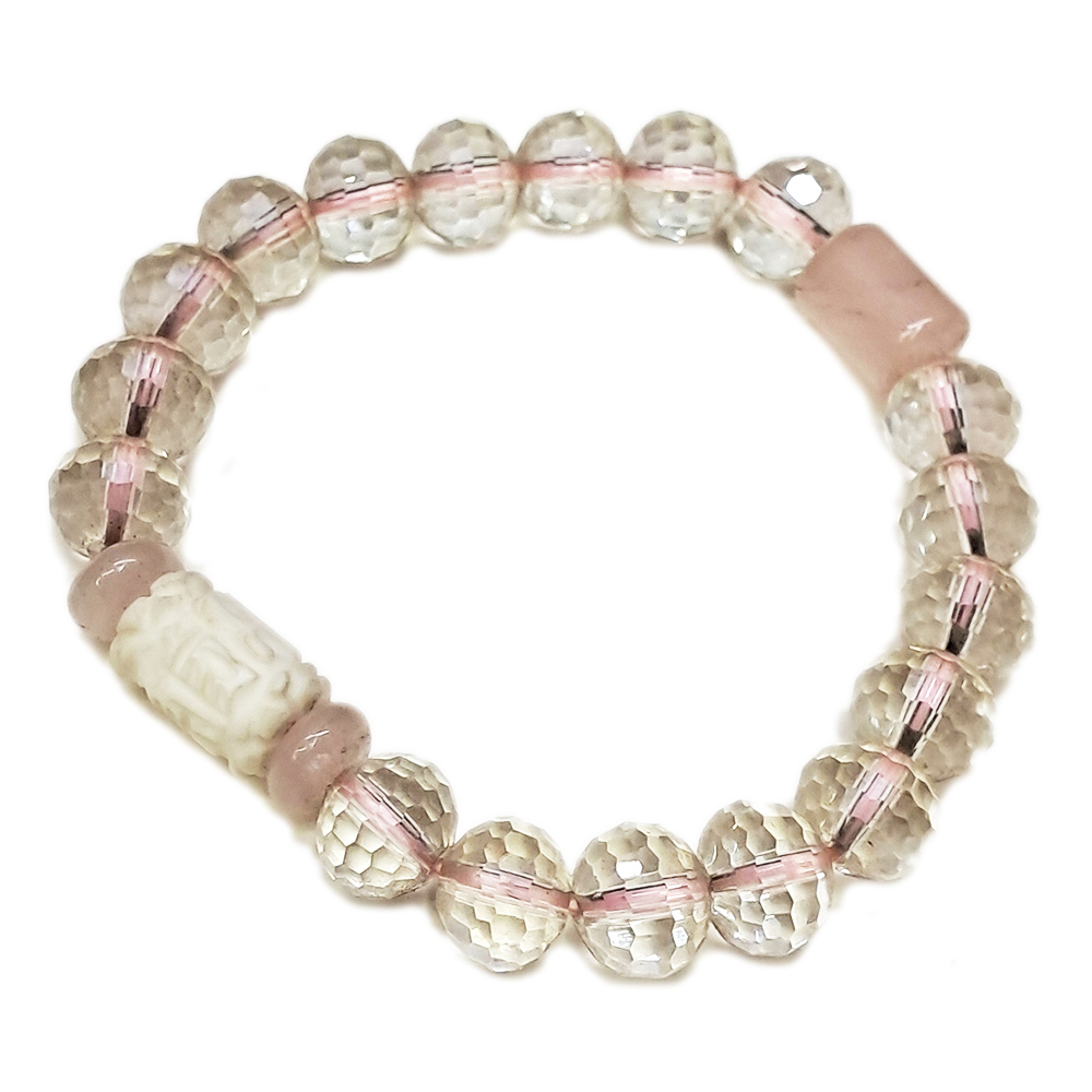 六字真言{硨磲}+粉晶手珠10 m【十方】139329