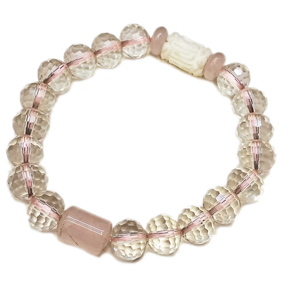 六字真言{硨磲}+粉晶手珠10 m【十方】139329