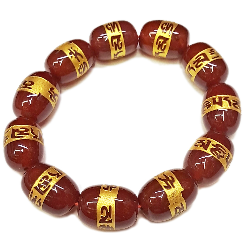 六字真言紅玉髓手珠12mm【十方】135403