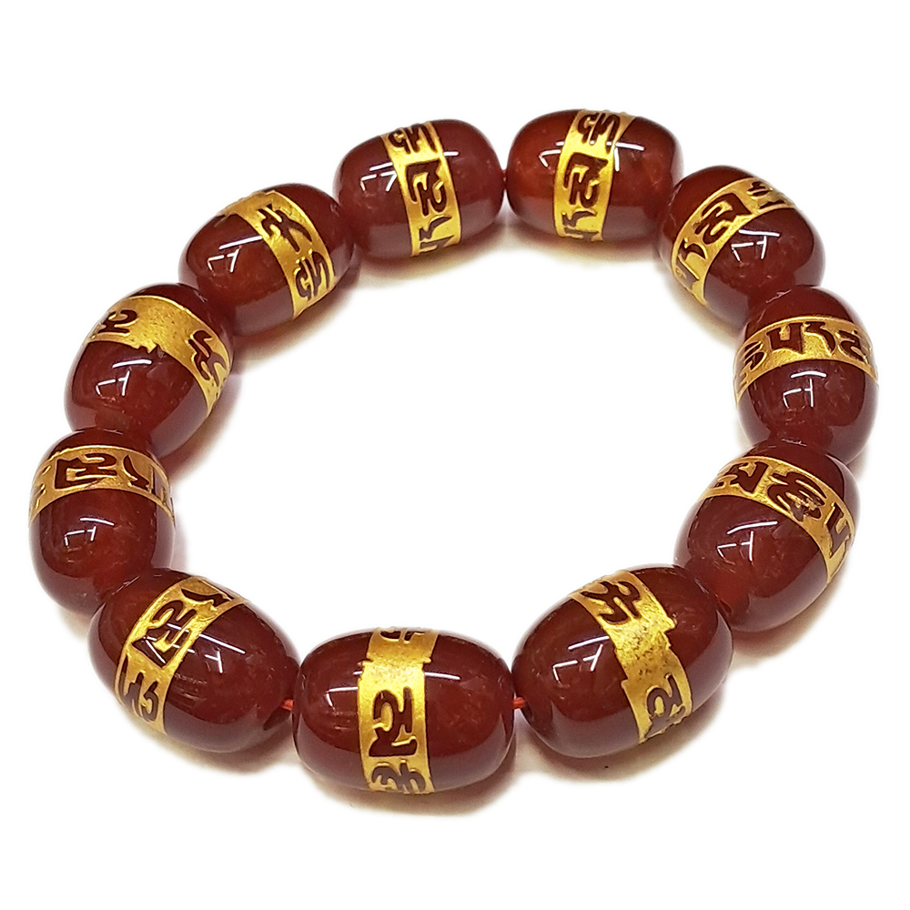 六字真言紅玉髓手珠12mm【十方】135403