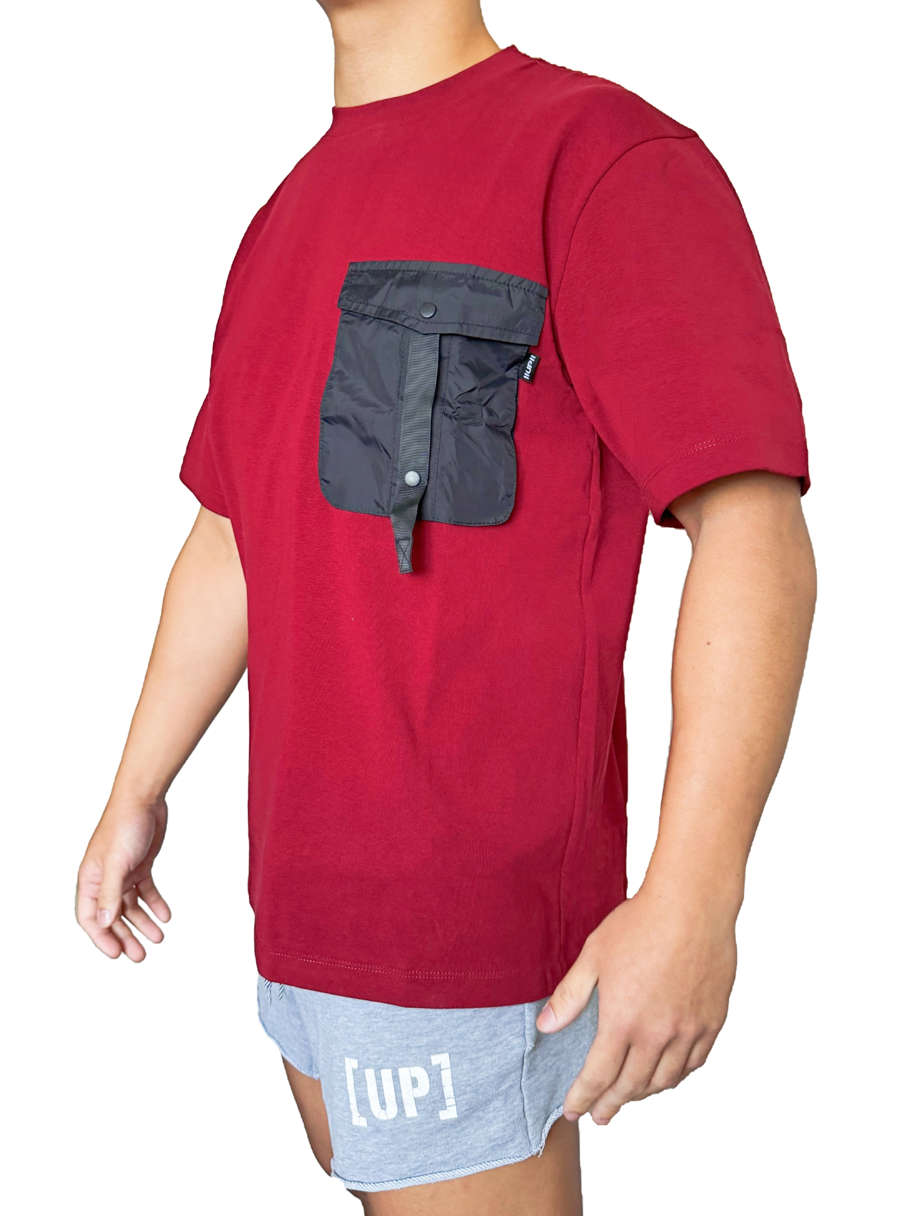 2025 全新系列 - Oversized Pocket Tee 寬版落肩T恤 深紅