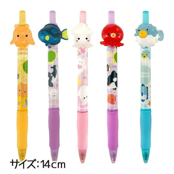 【超人氣】JP 日本閃閃水族館海洋生物 黑色原子筆 0446